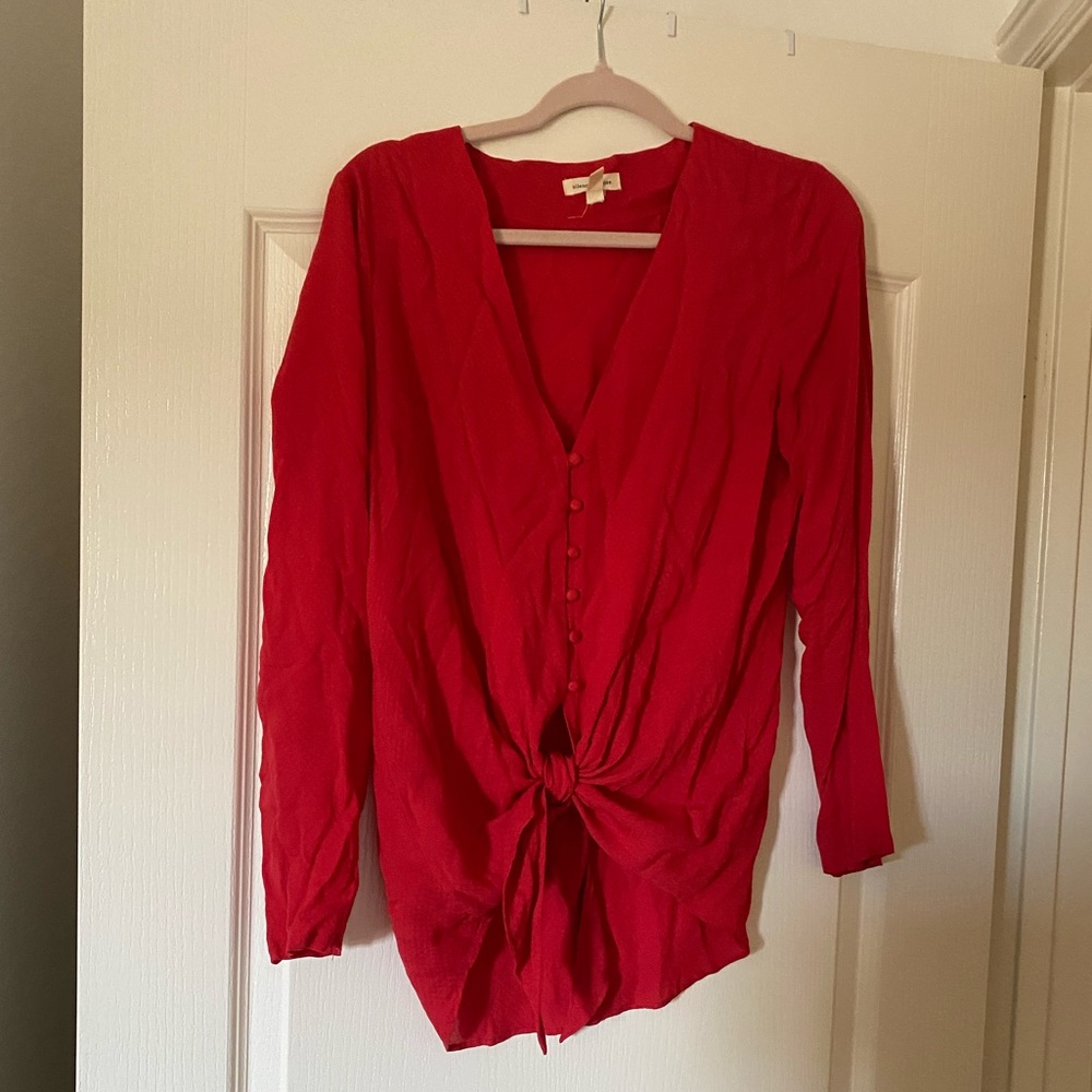 Red Button Down Blouse